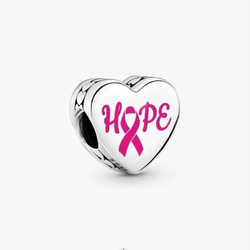 Sterling Silver Hope Pink Ribbon Charm